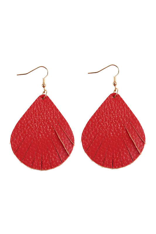 Fringed Pear Shape Leather Earrings