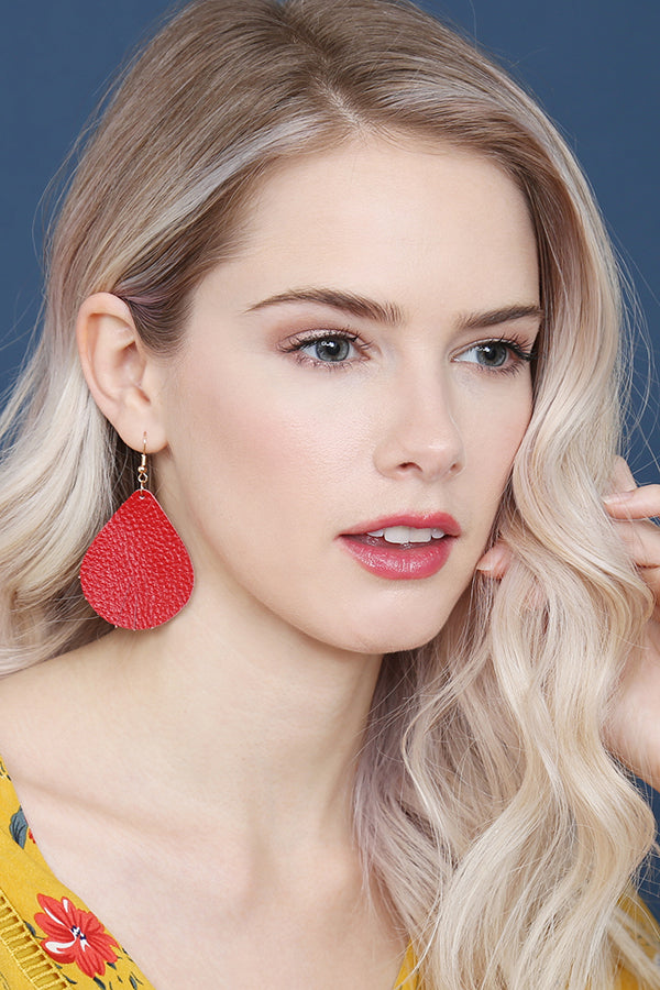 Fringed Pear Shape Leather Earrings