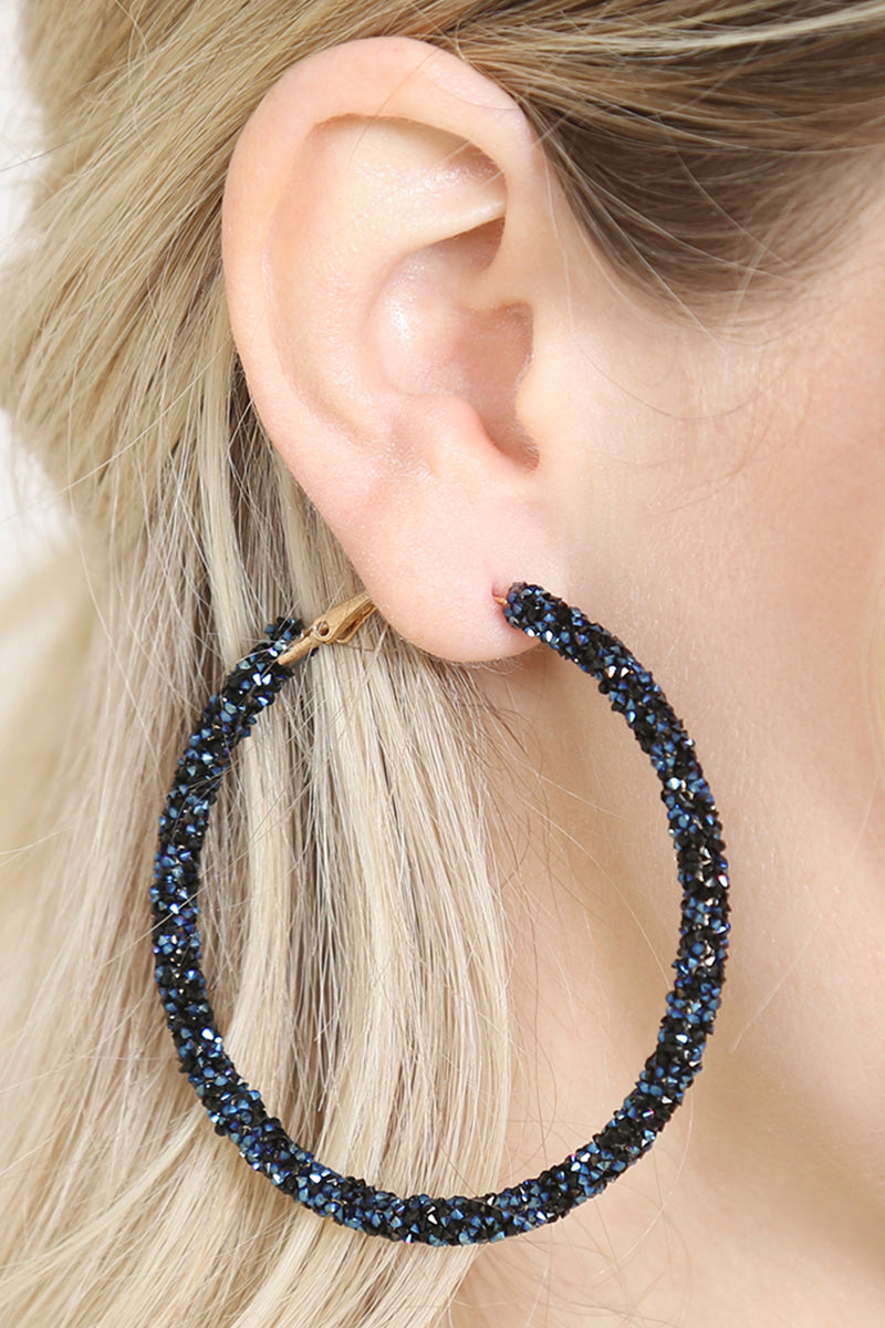Rhinestone Coated Hoop Earring
