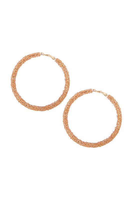 Champagne Rhinestone Coated Hoop Earrings