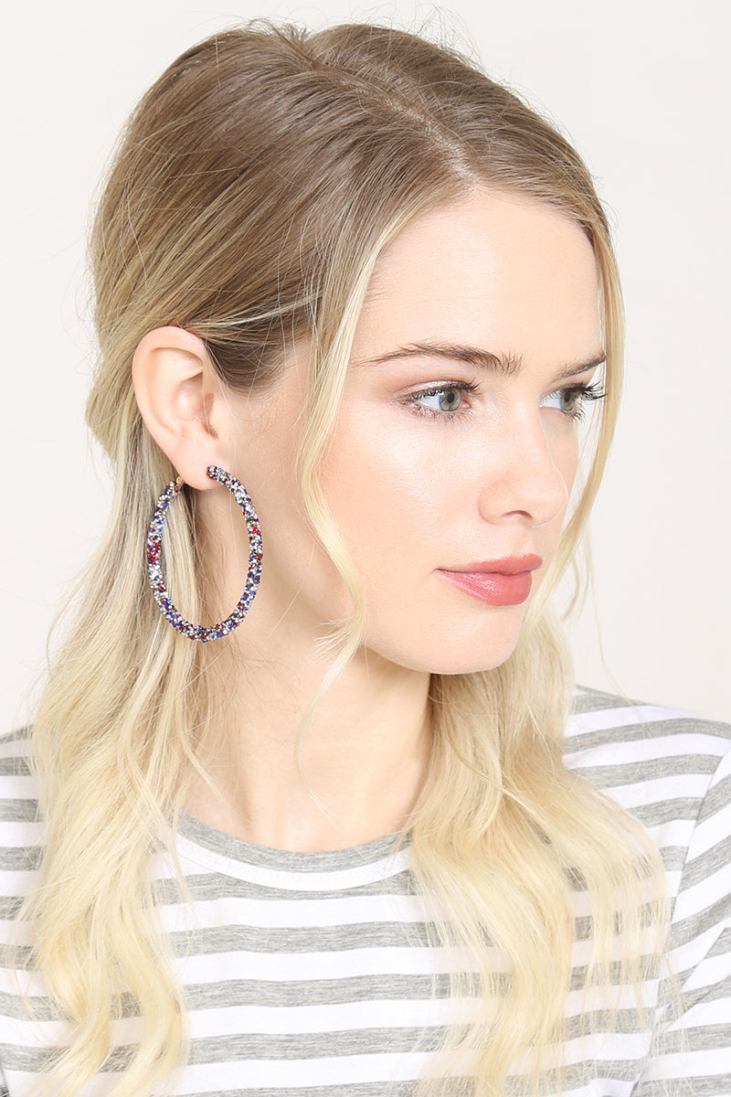 Rhinestone Coated Hoop Earring