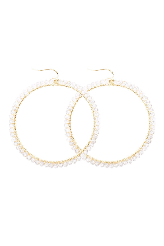 Wire Hoop With Glass Beads Hook Earring