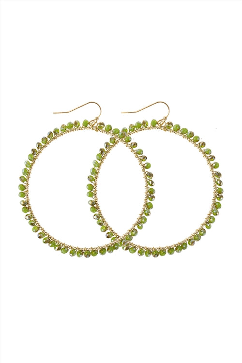 Wire Hoop With Glass Beads Hook Earring