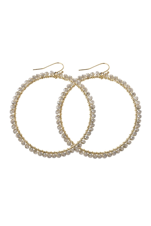 Wire Hoop With Glass Beads Hook Earring