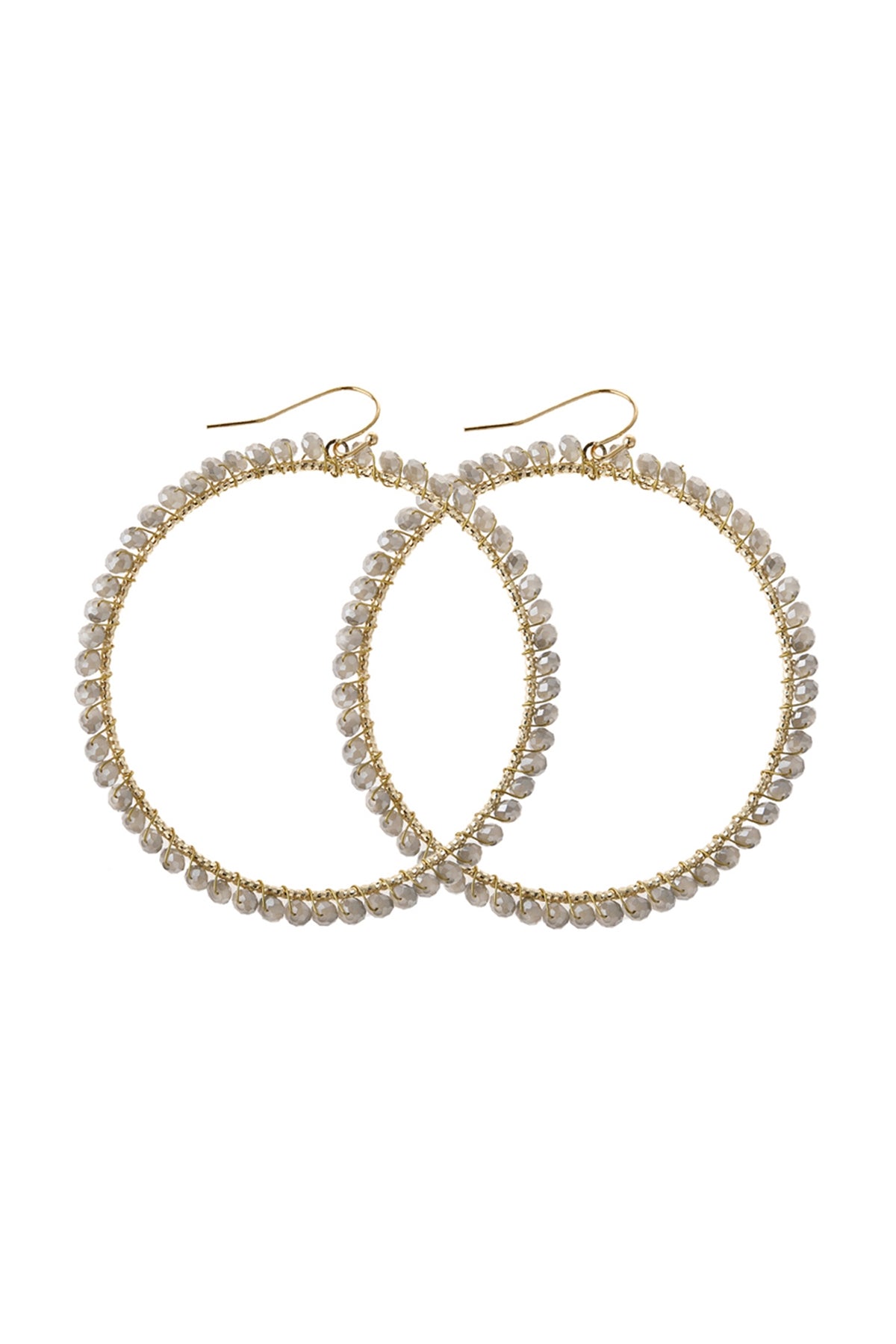 Wire Hoop With Glass Beads Hook Earring