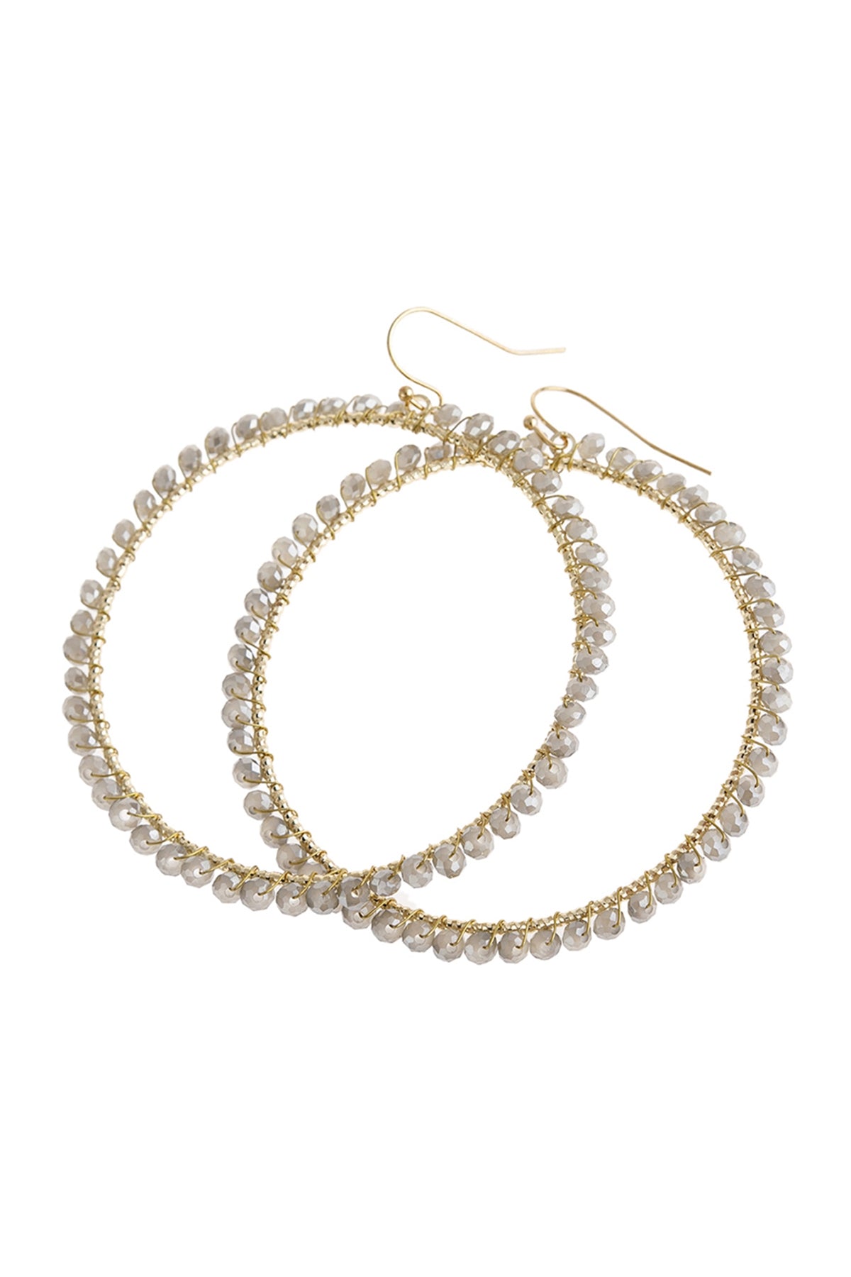 Wire Hoop With Glass Beads Hook Earring