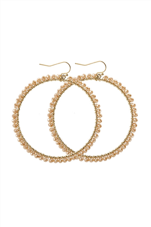 Wire Hoop With Glass Beads Hook Earring
