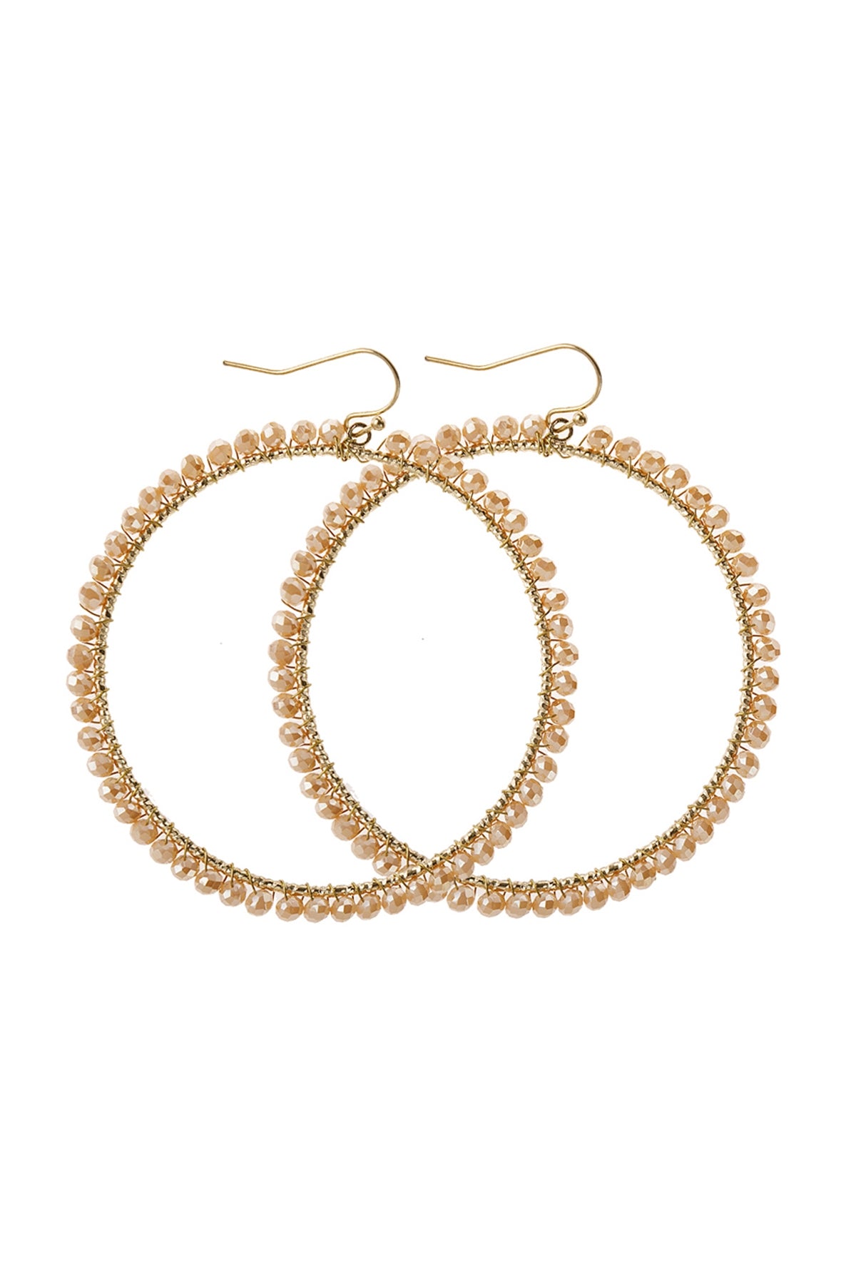 Wire Hoop With Glass Beads Hook Earring