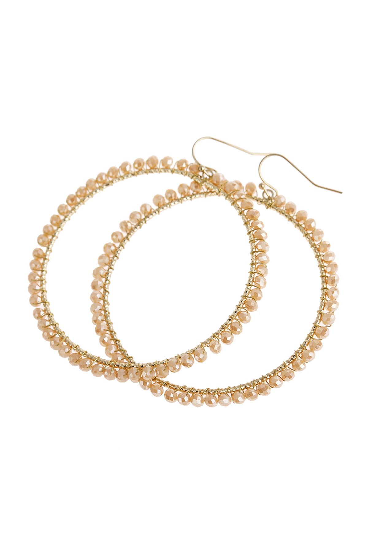 Wire Hoop With Glass Beads Hook Earring