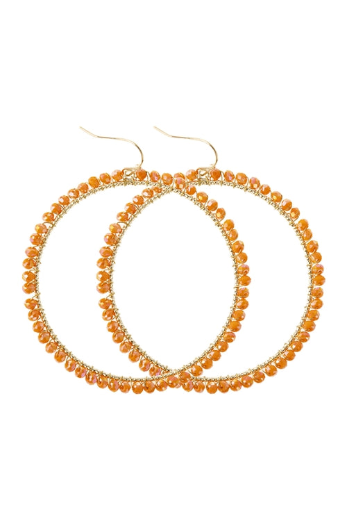 Wire Hoop With Glass Beads Hook Earring