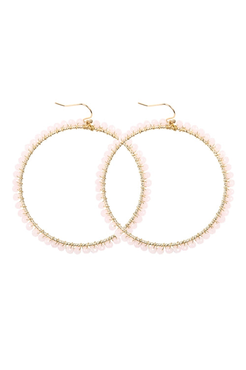 Wire Hoop With Glass Beads Hook Earring