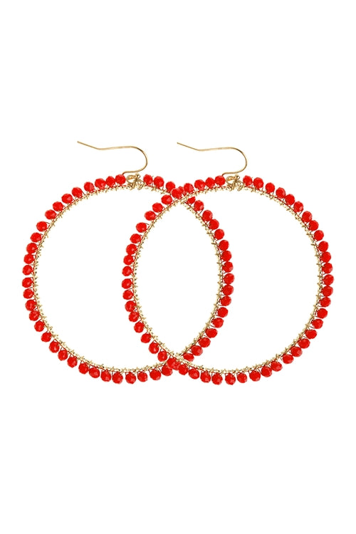 Wire Hoop With Glass Beads Hook Earring