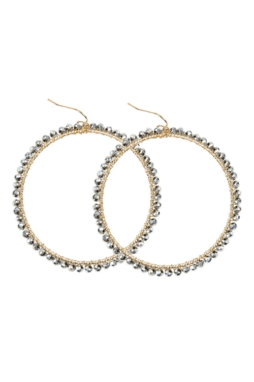 Wire Hoop With Glass Beads Hook Earring