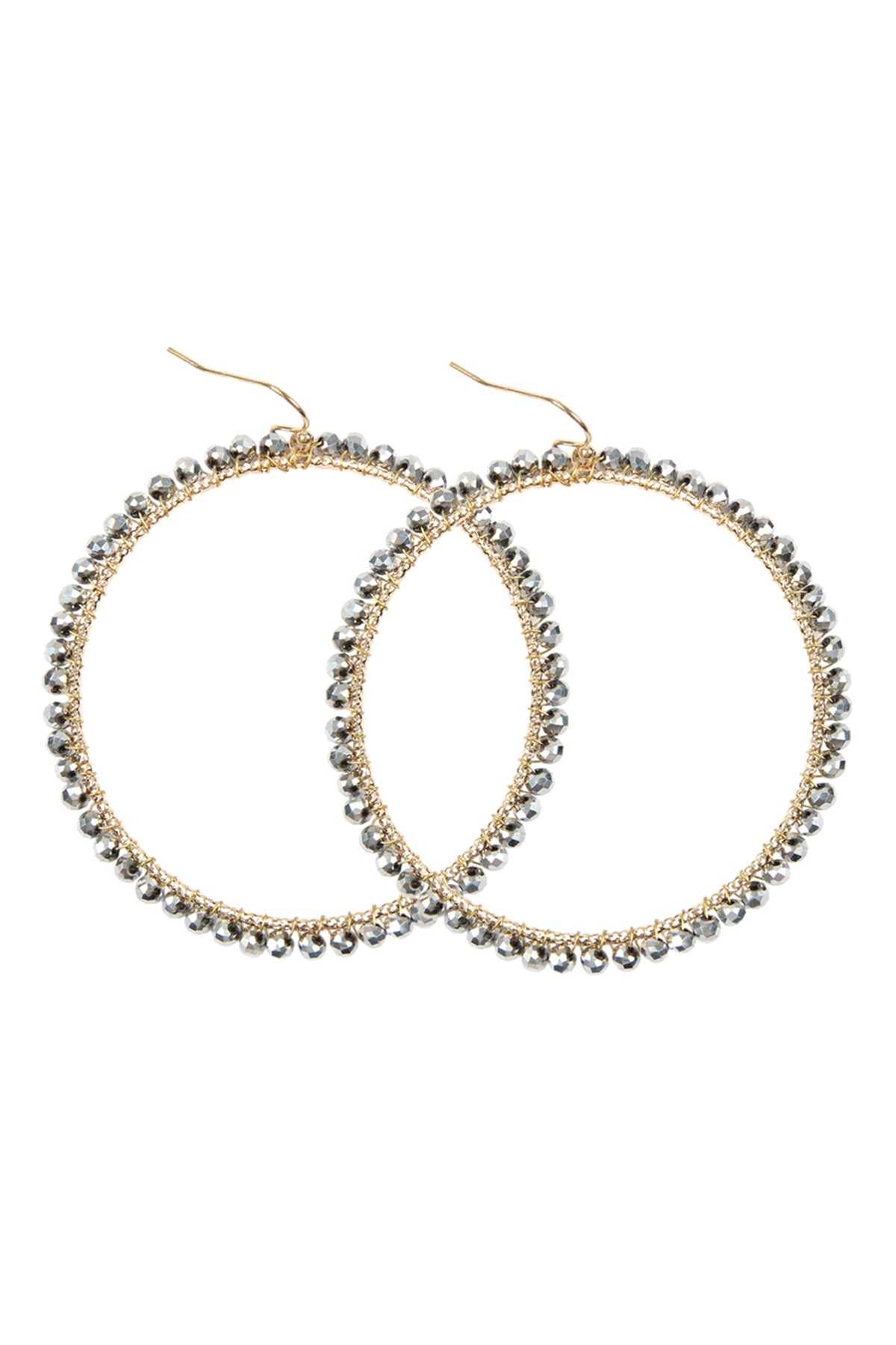 Wire Hoop With Glass Beads Hook Earring