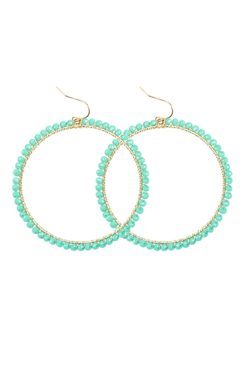 Wire Hoop With Glass Beads Hook Earring