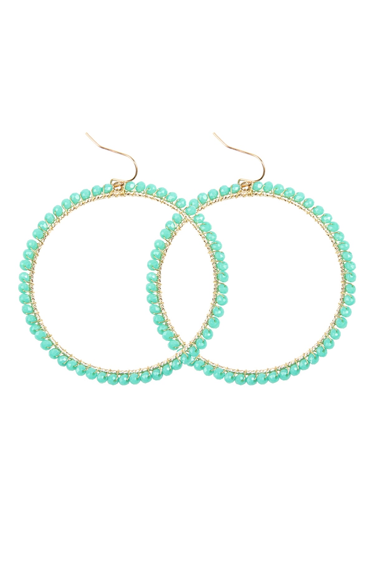 Wire Hoop With Glass Beads Hook Earring