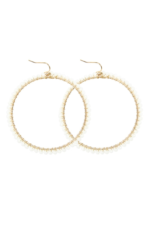 Wire Hoop With Glass Beads Hook Earring