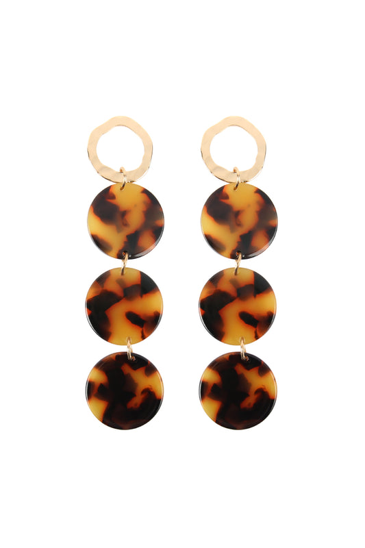 Dangling Circle Tortoise Cetate Earrings