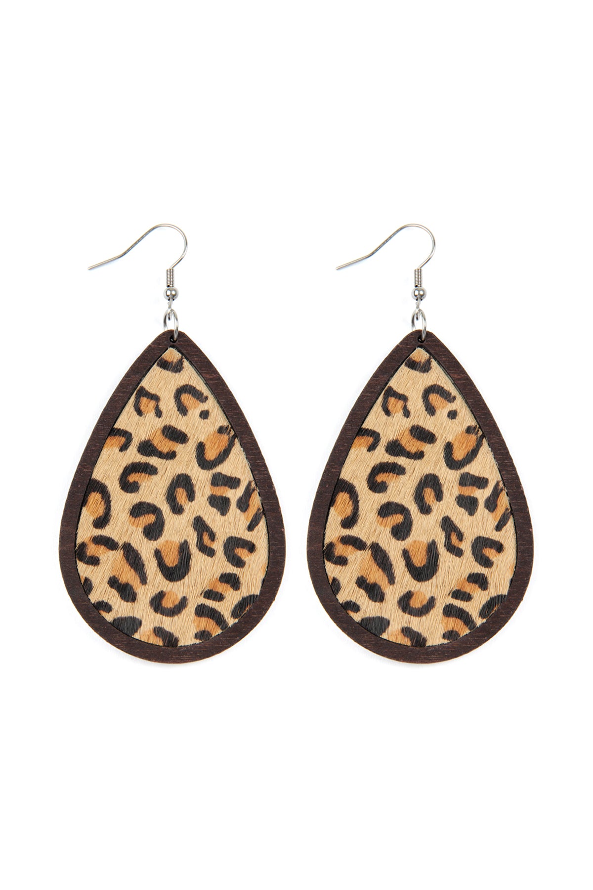 Brown Leather Teardrop Earrings