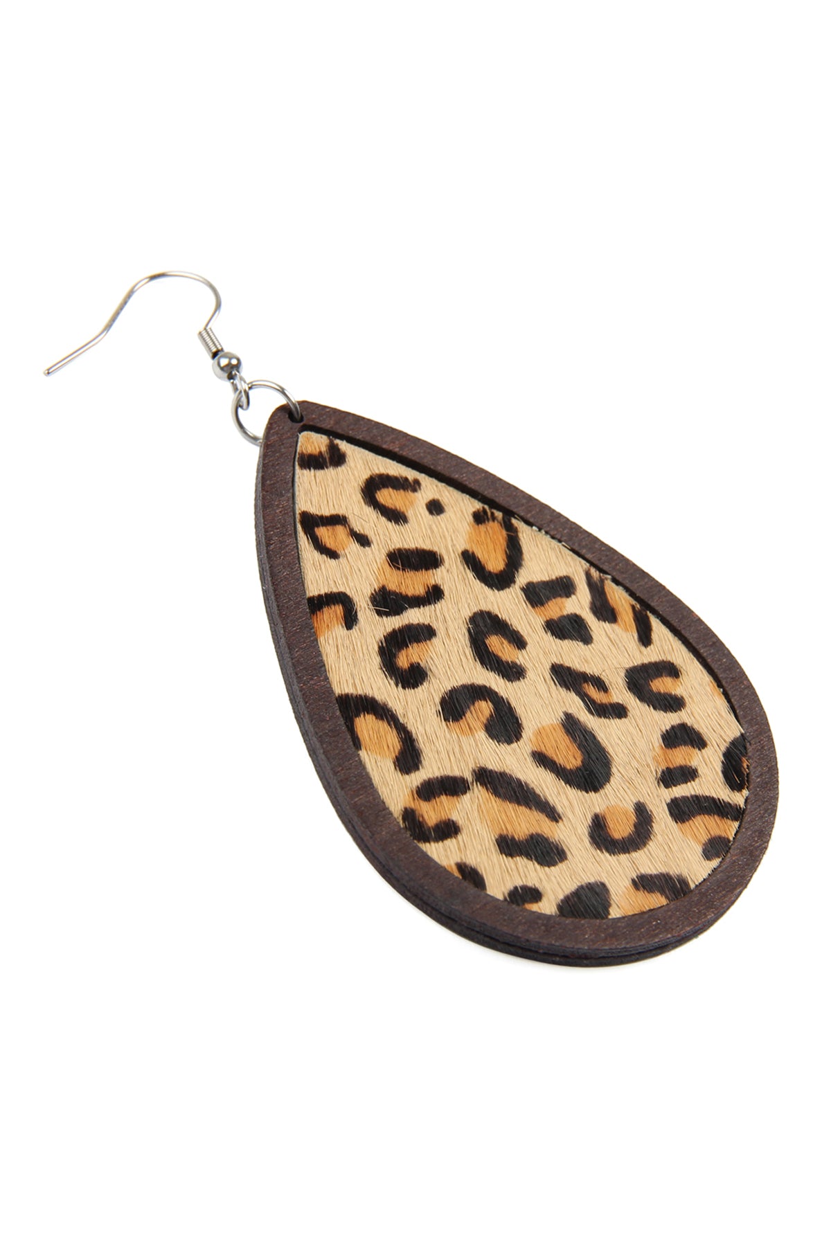 Brown Leather Teardrop Earrings