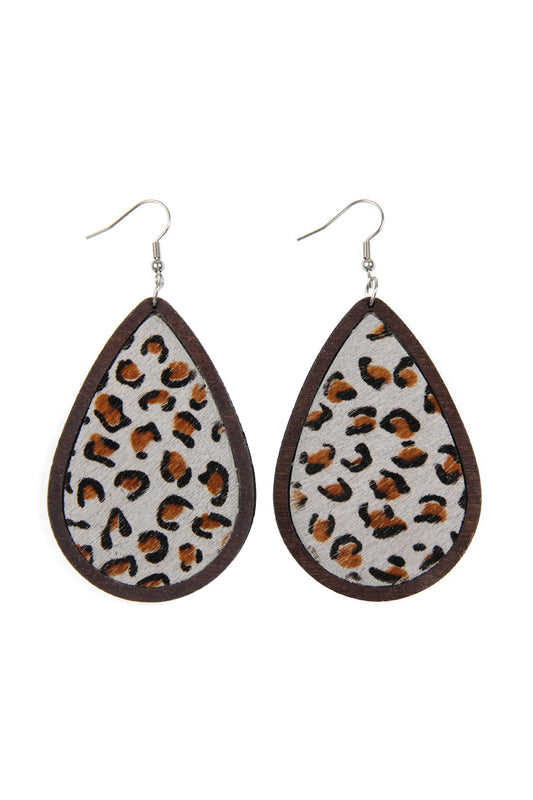 Gray Leather Teardrop Earrings /6Pairs