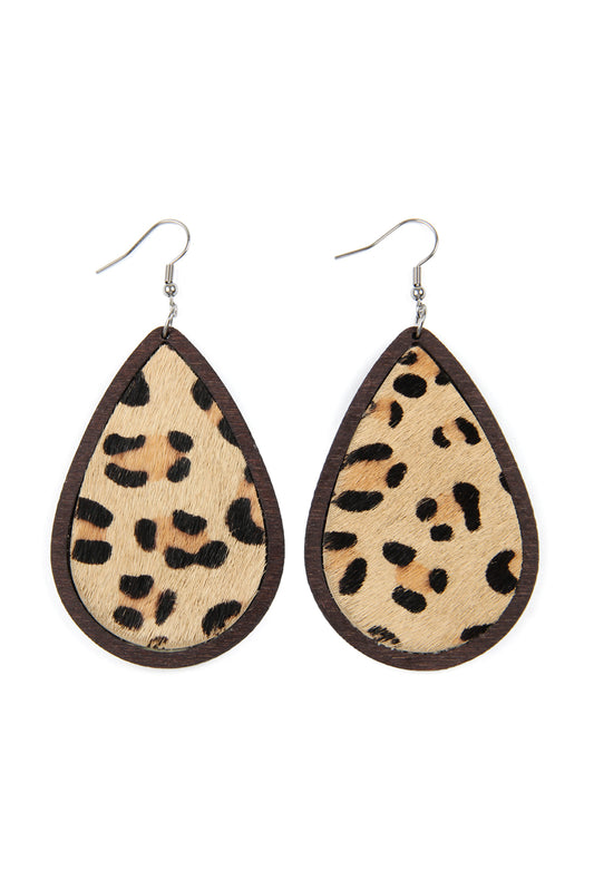 Brown Leather Teardrop Earrings