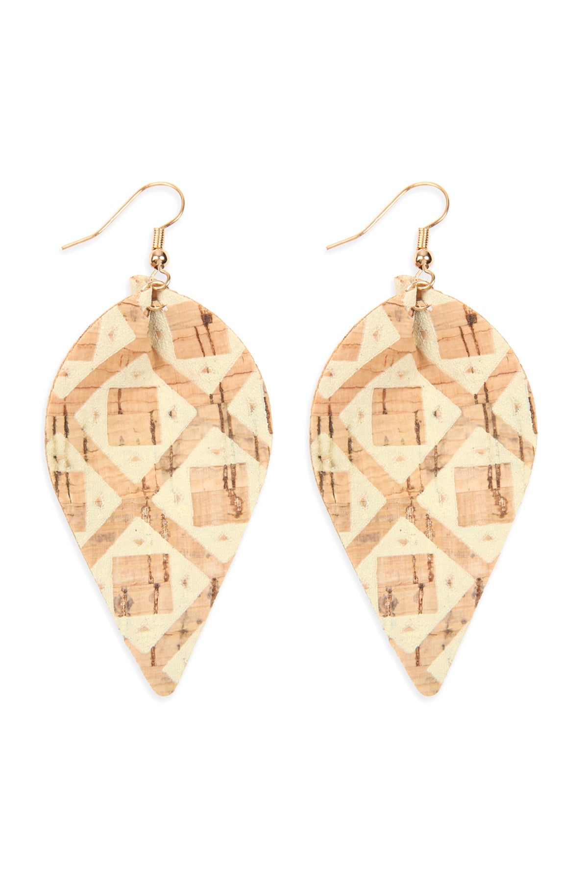 Tribal Pattern Printed Cork Pinched Mar2uise Earring