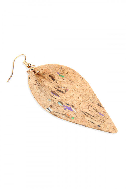 Tribal Pattern Printed Cork Pinched Mar2uise Earring