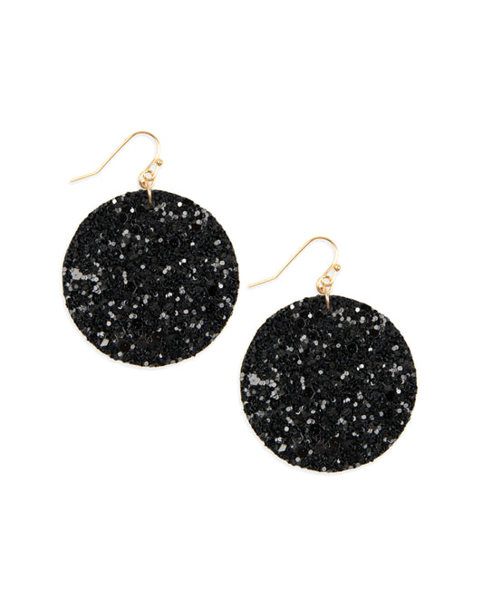 Black Se2uin Circle Drop Earrings