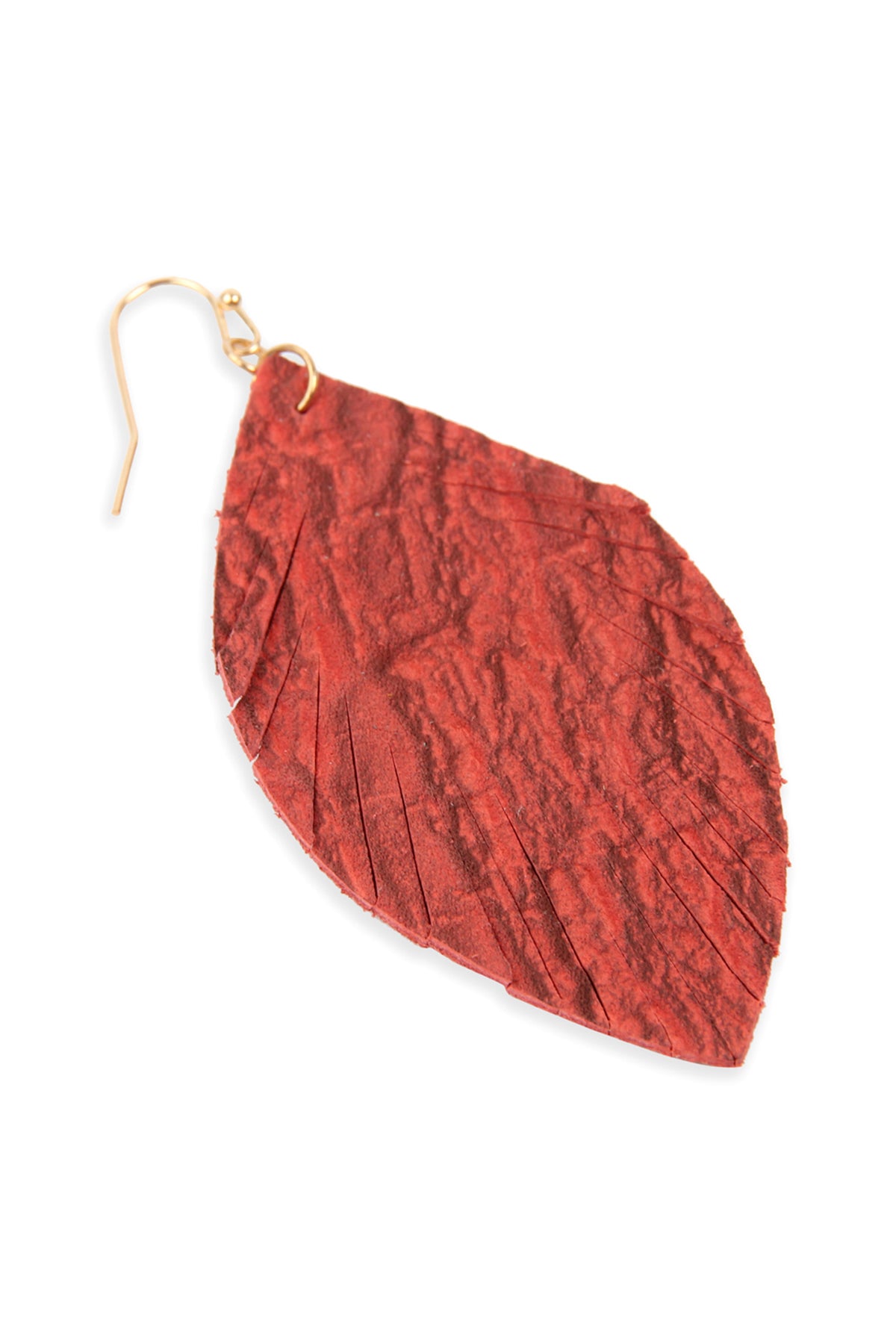 Fringed Crumpled Marquise Leather Earrings