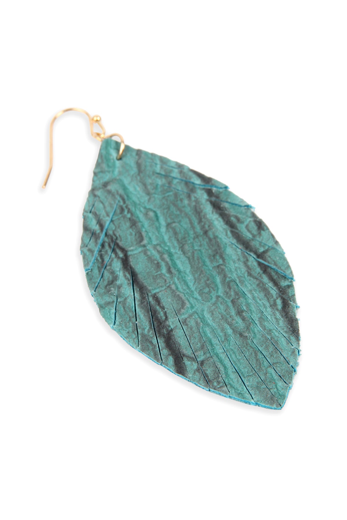 Fringed Crumpled Marquise Leather Earrings