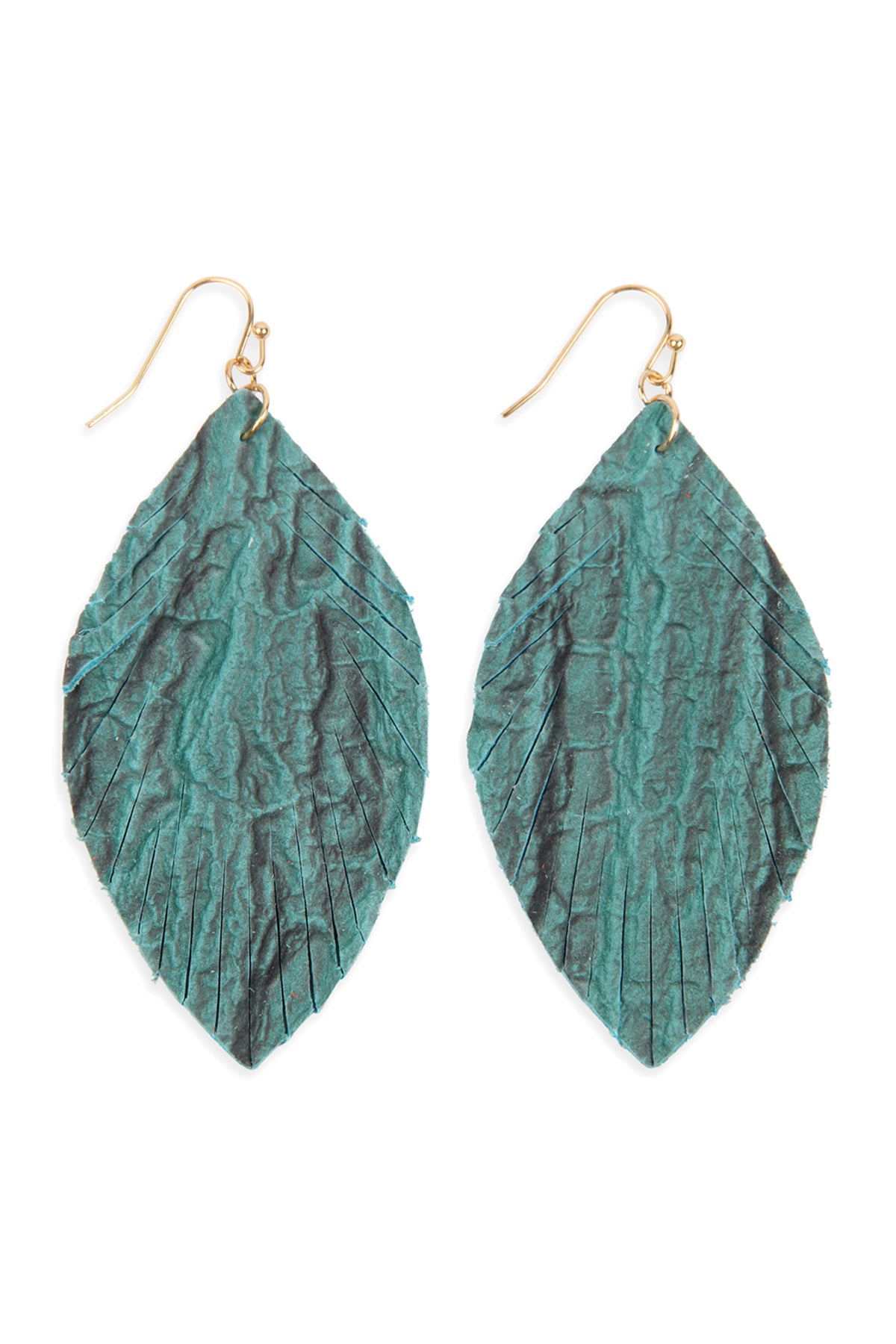 Tur2uoise Fringed Crumpled Mar2uise Leather Earrings