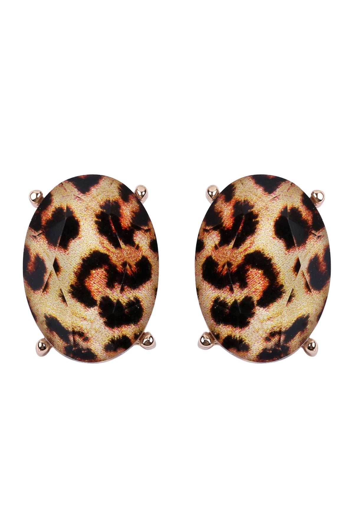 Oval Faceted Acrylic Post Earrings