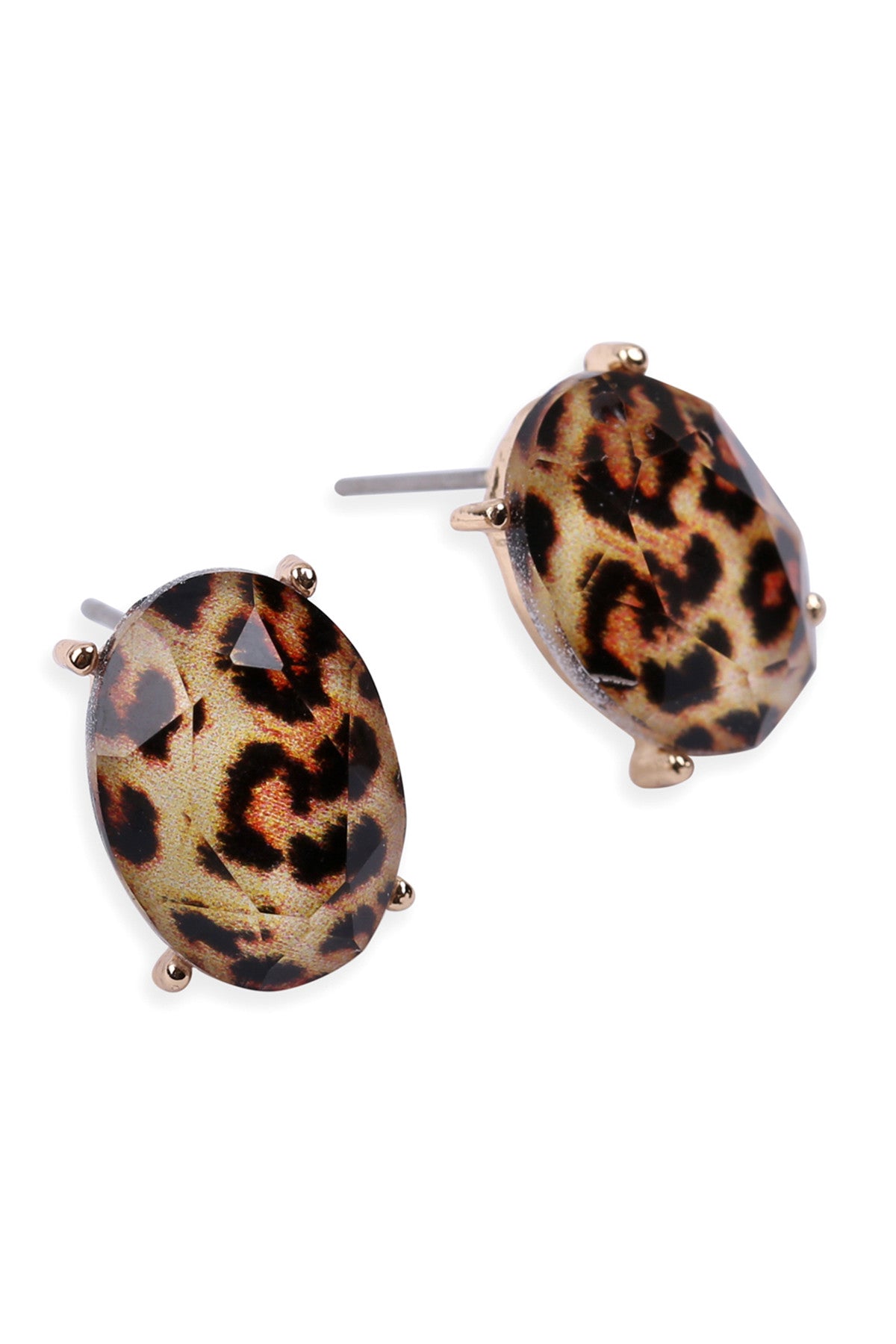 Oval Faceted Acrylic Post Earrings