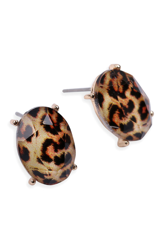 Oval Faceted Acrylic Post Earrings