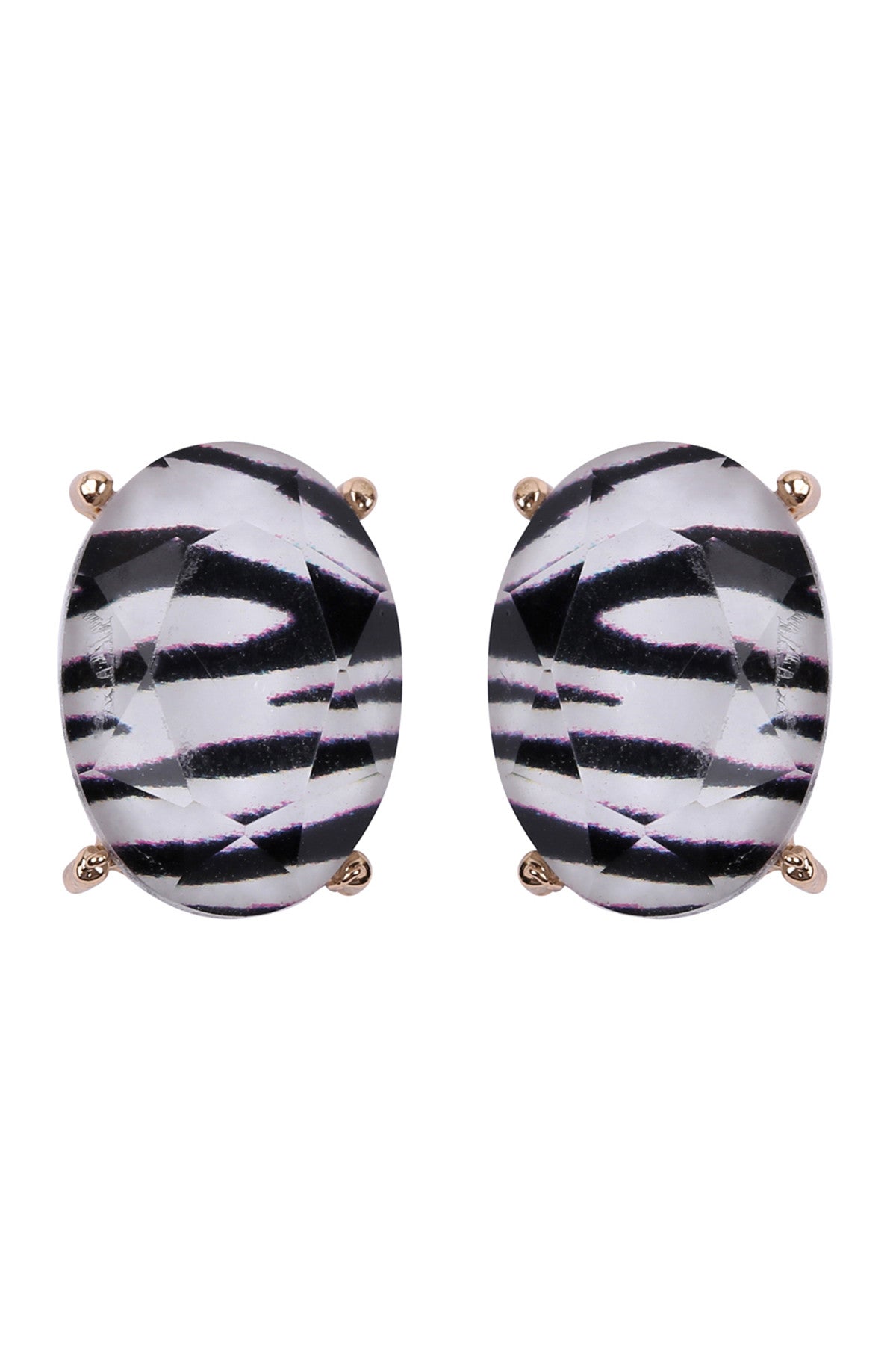 Oval Faceted Acrylic Post Earrings