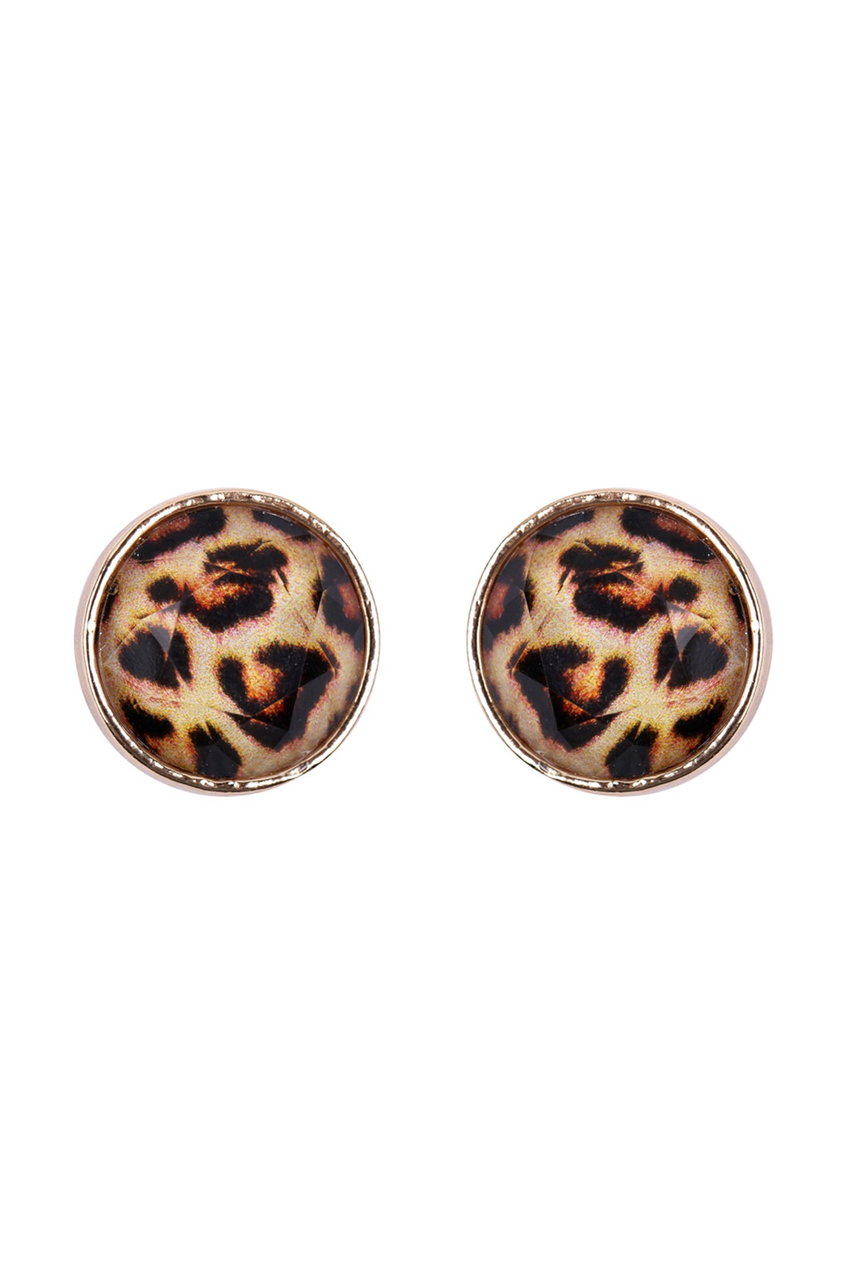 Leopard Faceted Circle Acrylic Post Earrings