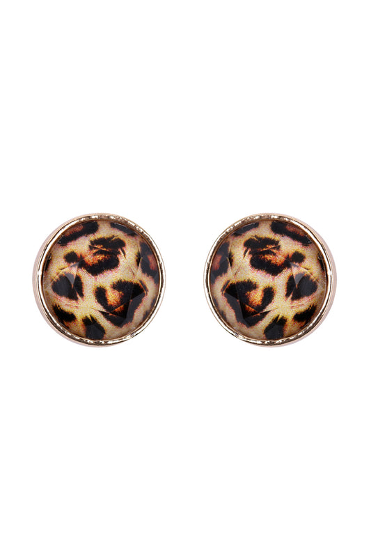 Leopard Faceted Circle Acrylic Post Earrings