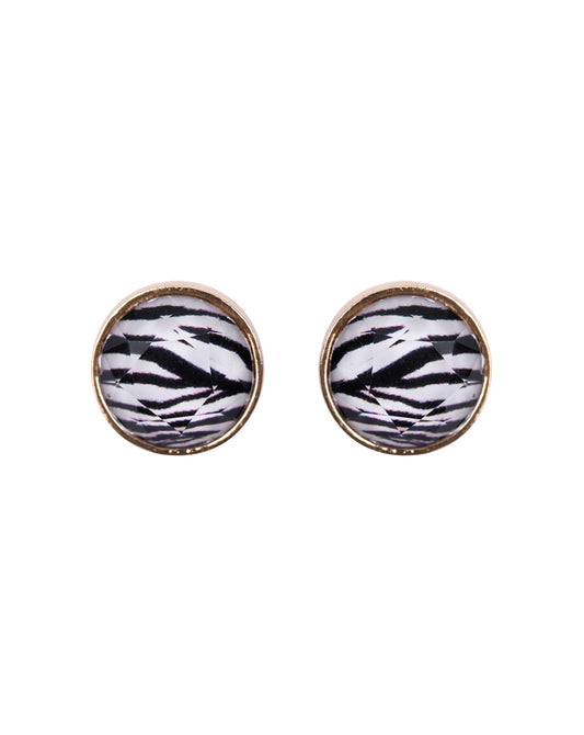 Zebra Faceted Circle Acrylic Post Earrings