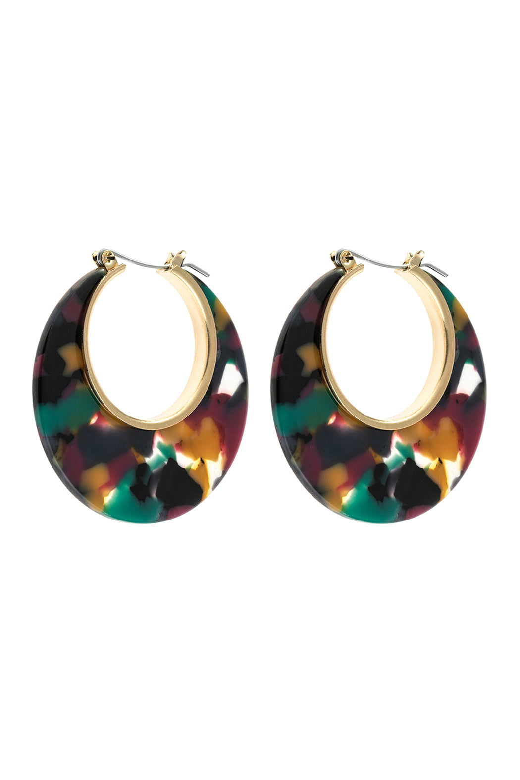 Crescent Moon Shape Tortoise Acetate Hoop Earring