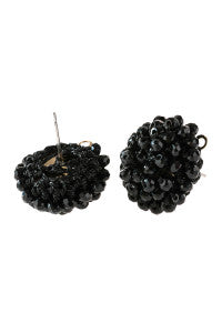 Black Rondelle Post Earring