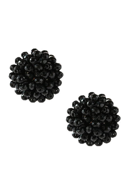 Black Rondelle Post Earring