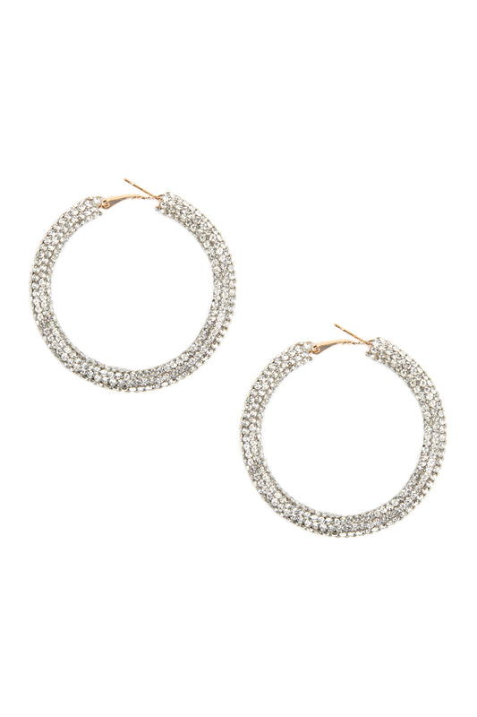 Rhinestone Coated Hoop Earrings