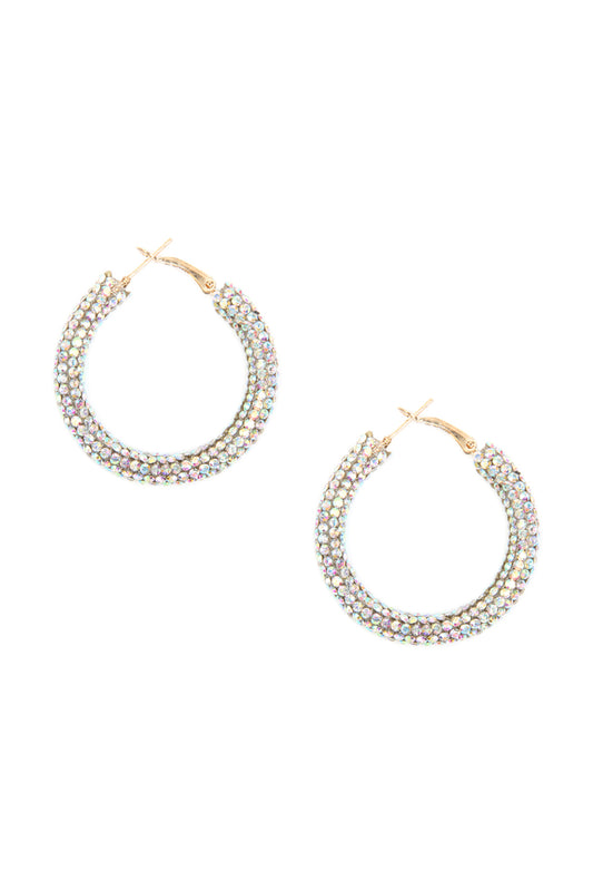 Rhinestone Coated Hoop Earring