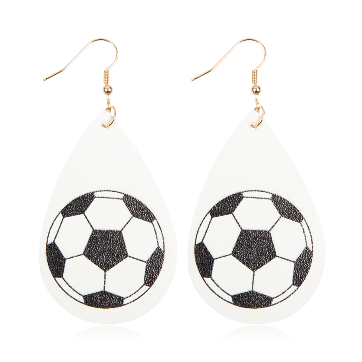 Soccer Sports Leather Teardrop Earrings