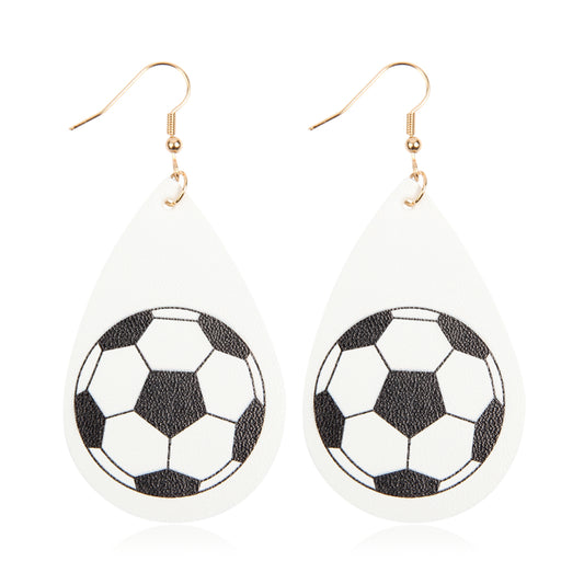 Soccer Sports Leather Teardrop Earrings