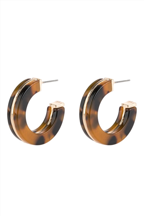Leopard Open Circle Faceted Acetate Earrings