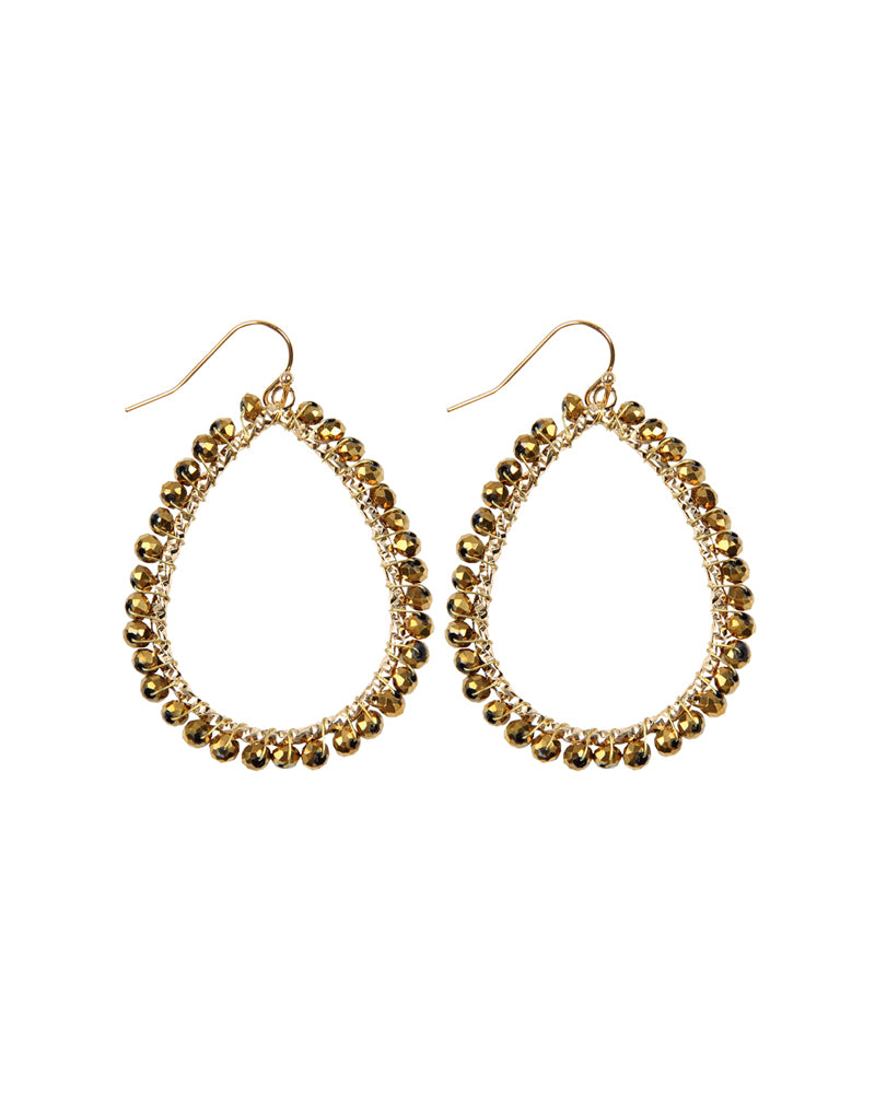 Wire Teardrop Glass Beads Hook Earrings / 1PC