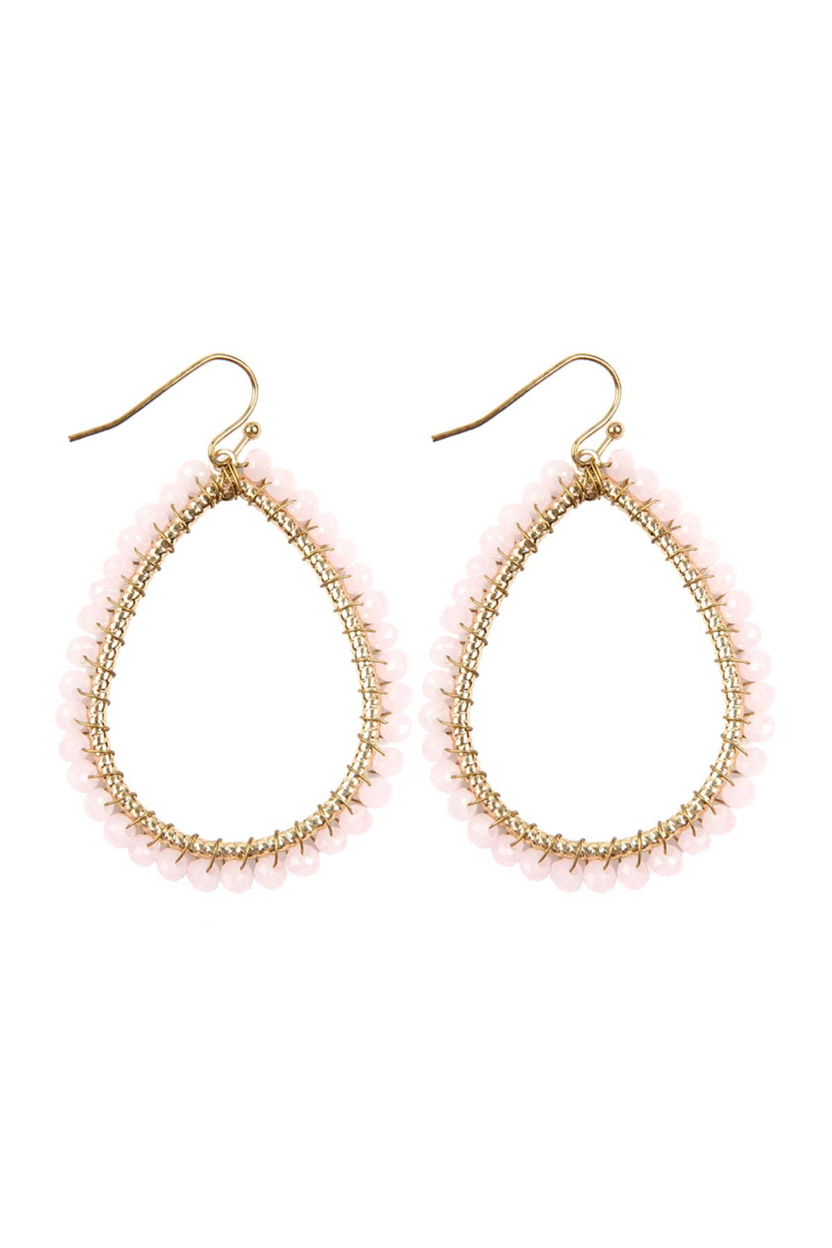 Wire Teardrop Glass Beads Hook Earrings