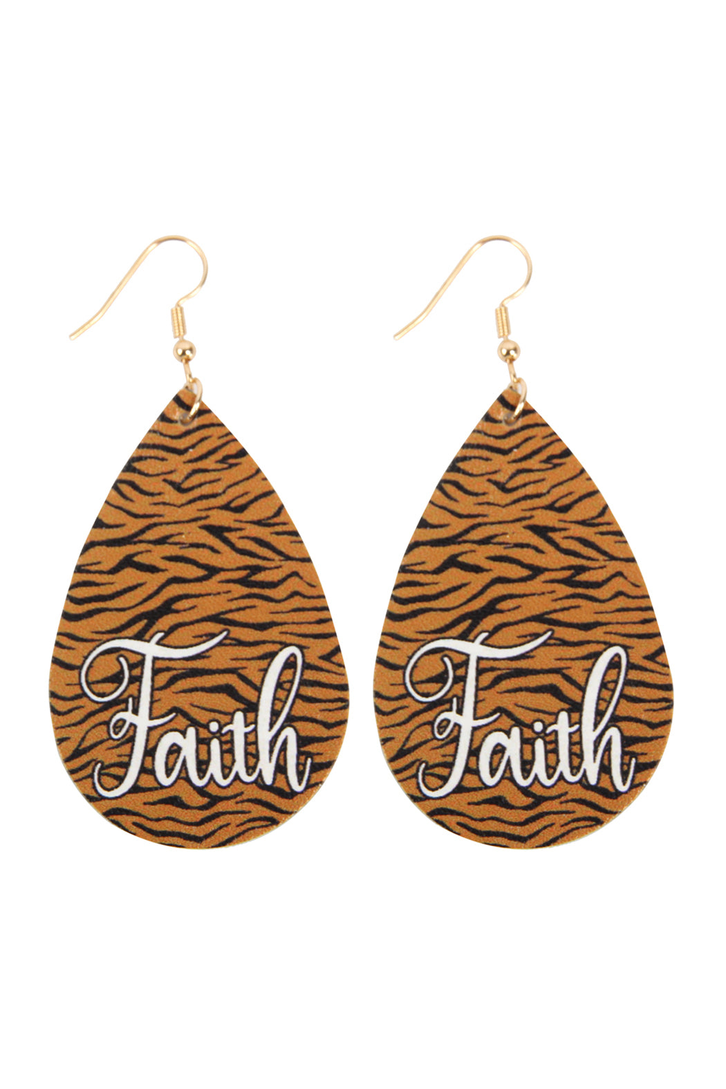 "Faith" Animal Print Leather Fish Hook Earrings